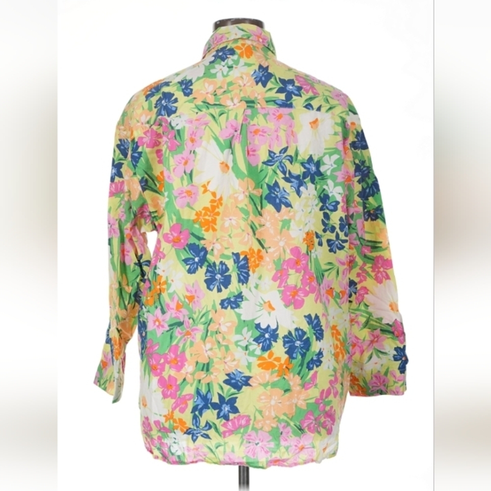 Only Floral 3/4 Sleeve Button Down Shirt XL - Picture 4 of 9